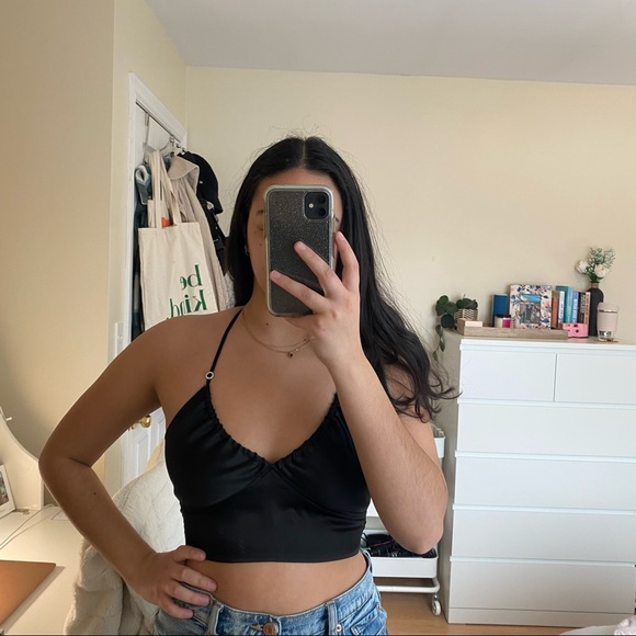 GARAGE RUCHED SATIN HALTER - Picture 2 of 4